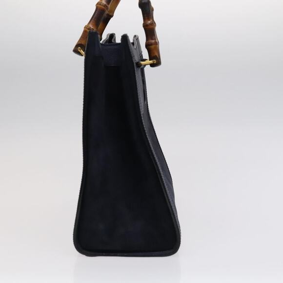 GUCCI Bamboo Hand Bag Suede Leather Navy Gold 002 0260 002 0260 - Picture 5 of 16